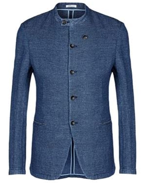 Armani Collezioni Button Long-Sleeved Jacket - Blue