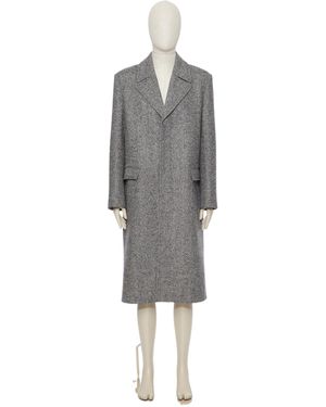 Valentino Single-Breasted Wool Coat With All-Over Chevron Pattern - Grey