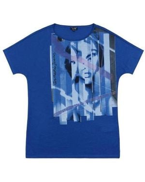 Armani Jeans Printed T-Shirt With Round Neck - Blue