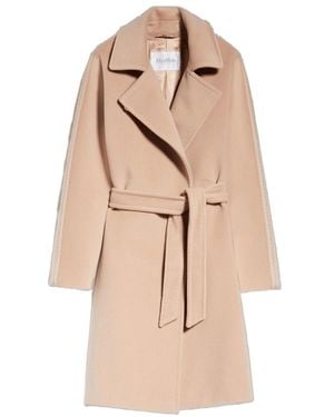 Max Mara Cashmere And Wool Wrap Coat - Natural