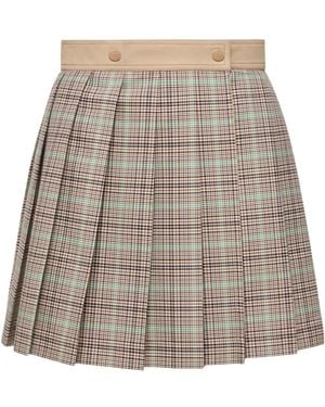 Moncler Checked Pleated Mini Skirt - Natural