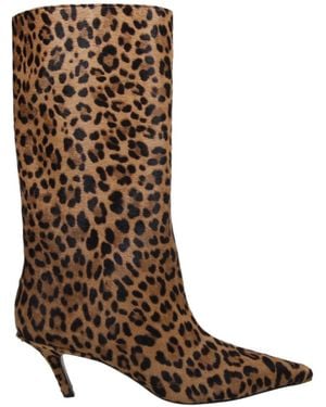 AMINA MUADDI Pointed Kitten Heel Ankle Boots - Brown
