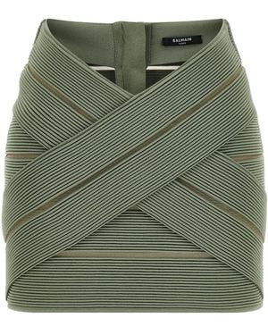 Balmain Bandage Mini Skirt - Green