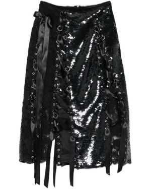 Simone Rocha Sequin-Embellished Lace-Patchwork Midi Skirt - Black