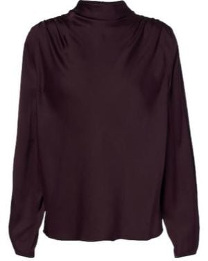 Vince Draped Silk-Blend Top - Purple