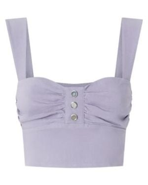 Pinko Ruched-Detail Cropped Top - Purple