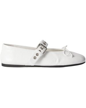 Miu Miu Polished Buckle Fastened Ballerinas - White