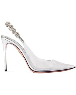 Aquazzura Crystal-Embellished Pvc Slingback Court Shoes - White
