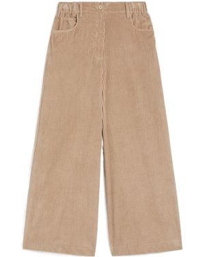 Weekend by Maxmara Cropped Cotton Velvet Pants - Natural
