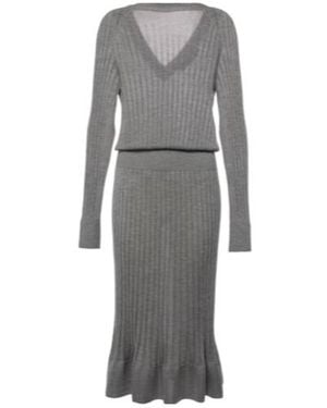 Proenza Schouler Eden Wool-Blend Midi Dress - Grey