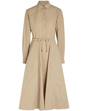 Moncler Drawstring Poplin Midi Shirt Dress - Natural