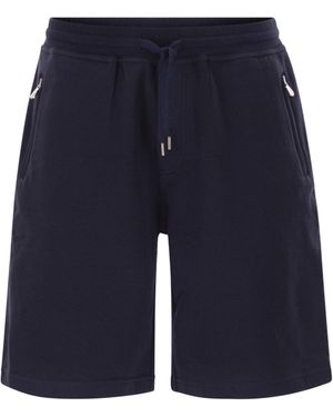 Brunello Cucinelli Zip-Pocket Drawstring Shorts - Blue