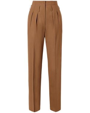 Giuliva Heritage High-Rise Pleated Wool Tapered Trousers - Brown