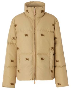 Burberry Embroidered-Logo Puffer Jacket - Natural
