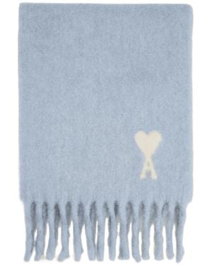 Ami Paris Fringed Scarf - Blue