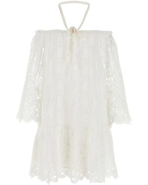 Pinko Bare Shoulders Openwork Mini Dress - White