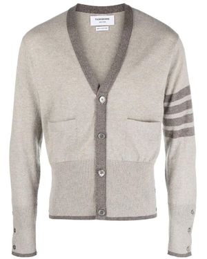 Thom Browne Bar V-Neck Cardigan - Grey