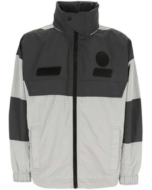 BOSS Logo-Patch Colour-Block Hooded Jacket - Black