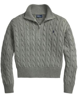 Polo Ralph Lauren Cable-Knit Quarter-Zip Jumper - Grey