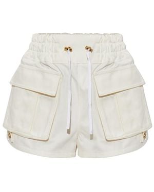 Balmain High-Rise Cargo Shorts - White
