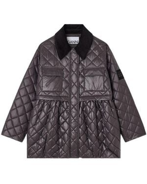 Ganni Quilt Midi Jacket - Grey