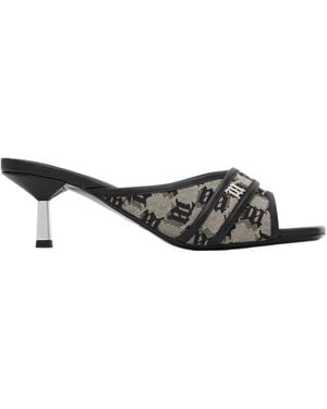 MISBHV Sasha Monogrammed Slip-On Sandals - Black