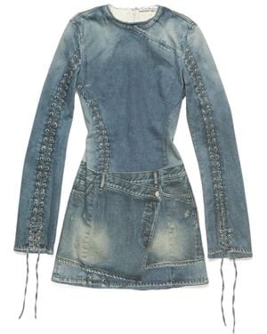 Acne Studios Laced Sleeve Mini Denim Dress - Blue