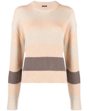 JOSEPH Round Neck Striped Sweater - Natural