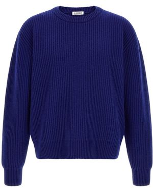Jil Sander Fishermans Rib Knitted Jumper - Blue