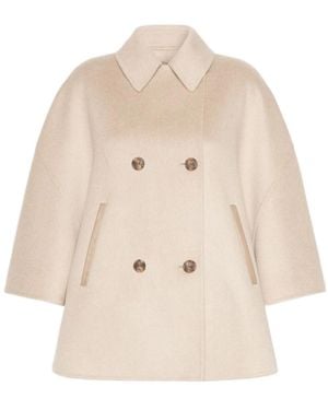Max Mara Double-Breasted Cape - Natural