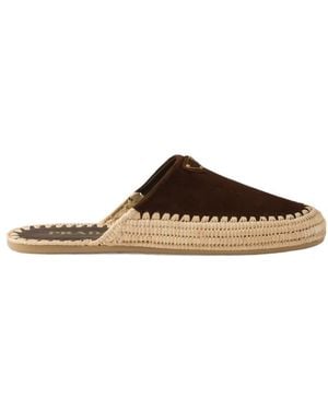 Prada Suede Mules - Brown