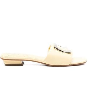 Roger Vivier Round-Toe Flat Slippers - White