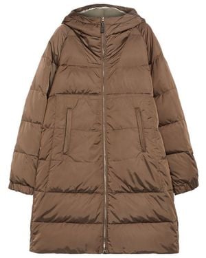 Max Mara Quilted Logo Down Jacket - Brown