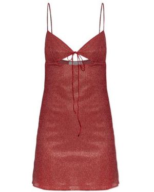 Oséree Oséree Cut-Out Lurex Mini Dress - Red