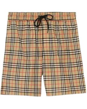 Burberry Small Scale Check Drawcord Swim Shorts - Natural