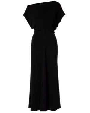 Vince Draped One-Shoulder Midi Dress - Black