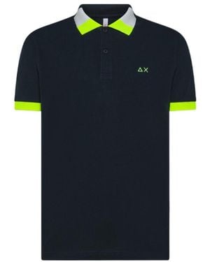 Sun 68 Contrast Trim Polo Shirt - Blue