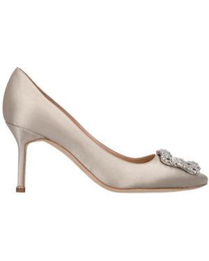 Manolo Blahnik Hangisi Satin High Heels - White
