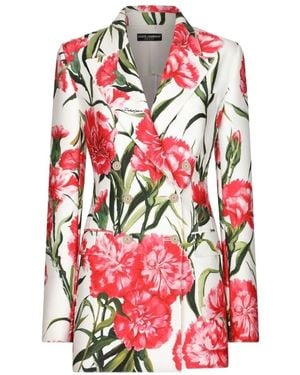 Dolce & Gabbana Carnation-Printed Jersey Turlington Blazer - Red