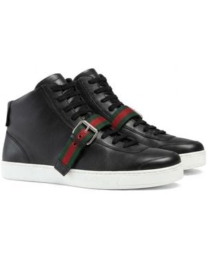 Gucci Strapped High-Top Casual Trainers - Black