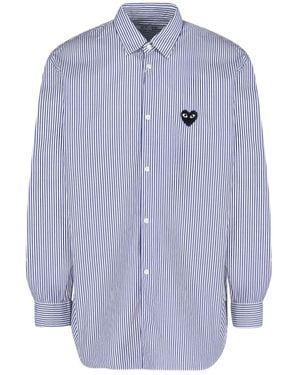COMME DES GARÇONS PLAY Logo Stripe Shirt - Blue