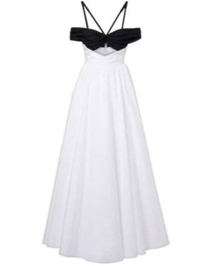 Giambattista Valli Cutout Ruched Off-Shoulder Cotton Gown - White