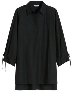 Max Mara Mxmadorni Long-Sleeve Drawstring Top - Black