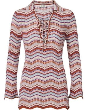 RIXO London Brody Chevron Cotton Top - Red