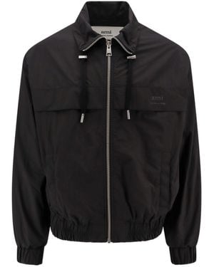 Ami Paris Zip-Up Lightweight Jacket - Black