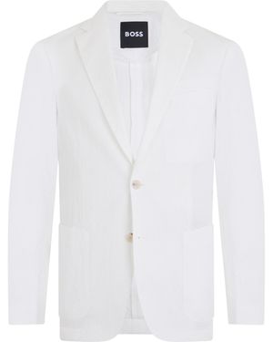 BOSS Single-Breasted Cotton Blazer - White