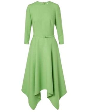 Oscar de la Renta Asymmetric Wool-Blend Midi Dress - Green