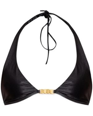 Gcds Logo-Plaque Halterneck Tie Fastened Bikini Top - Black