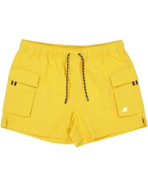 K-Way Mellow Flap-Pocket Drawstring Swim Shorts - Yellow