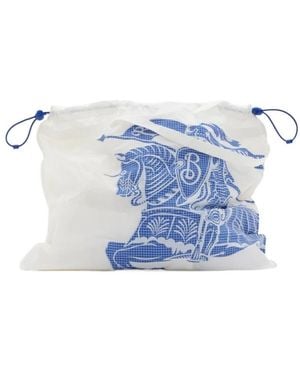 Burberry Ekd Logo-Printed Drawstring Tote Bag - Blue